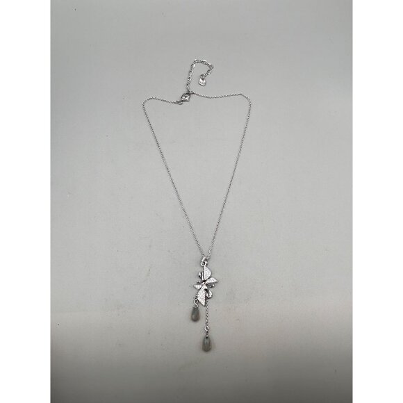 Swarovski Signature Swan Pendant Necklace Butterfly Flower with Crystal Drops - Picture 8 of 9